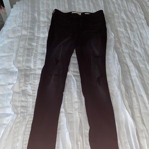 Hollister high rise super skinny ripped black jeans